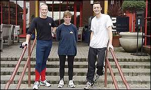 Steve Wehrle (left) with two of his BBC Running Club proteges